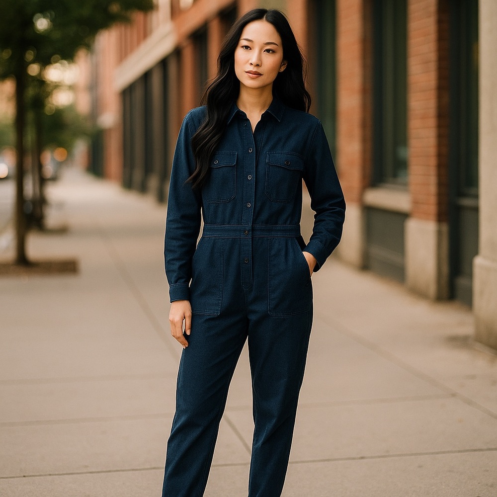 NWT OUTERKNOWN Navy Cordouroy S.E.A. Long Sleeve Jumpsuit, size X- Small - Picture 15 of 15